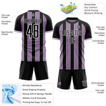 Laden Sie das Bild in den Galerie-Viewer, Custom Black Light Purple-White Pinstripe Line Sports Sublimation Soccer Uniform Jersey
