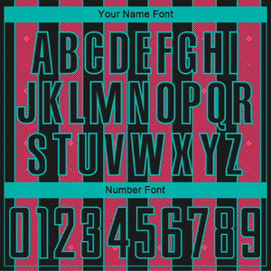 Custom Black Neon Pink-Aqua Pinstripe Line Sports Sublimation Soccer Uniform Jersey