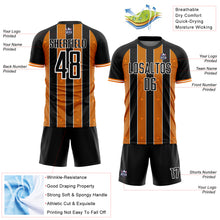 Laden Sie das Bild in den Galerie-Viewer, Custom Black Bay Orange-White Pinstripe Line Sports Sublimation Soccer Uniform Jersey
