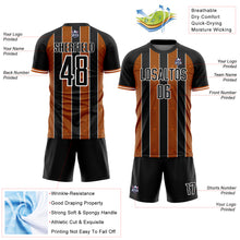 Загрузить изображение в средство просмотра галереи, Custom Black Texas Orange-White Pinstripe Line Sports Sublimation Soccer Uniform Jersey
