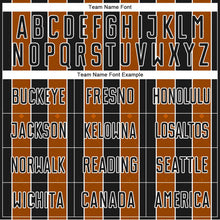 Загрузить изображение в средство просмотра галереи, Custom Black Texas Orange-White Pinstripe Line Sports Sublimation Soccer Uniform Jersey
