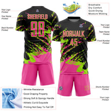 Charger l&#39;image dans la galerie, Custom Black Pink-Neon Green Abstract Fragment Art Splash Sports Sublimation Soccer Uniform Jersey
