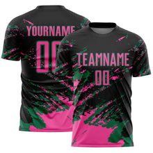 Charger l&#39;image dans la galerie, Custom Black Pink-Kelly Green Abstract Fragment Art Splash Sports Sublimation Soccer Uniform Jersey
