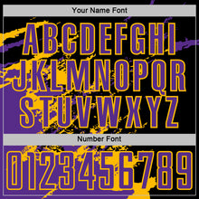 Charger l&#39;image dans la galerie, Custom Black Purple-Gold Abstract Fragment Art Splash Sports Sublimation Soccer Uniform Jersey
