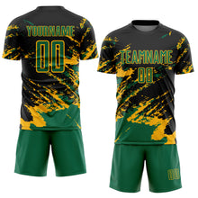 Charger l&#39;image dans la galerie, Custom Black Kelly Green-Gold Abstract Fragment Art Splash Sports Sublimation Soccer Uniform Jersey
