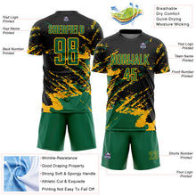 Charger l&#39;image dans la galerie, Custom Black Kelly Green-Gold Abstract Fragment Art Splash Sports Sublimation Soccer Uniform Jersey
