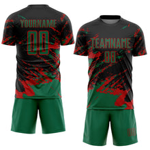 Charger l&#39;image dans la galerie, Custom Black Kelly Green-Red Abstract Fragment Art Splash Sports Sublimation Soccer Uniform Jersey
