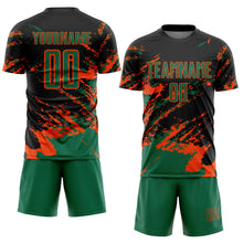 Charger l&#39;image dans la galerie, Custom Black Kelly Green-Orange Abstract Fragment Art Splash Sports Sublimation Soccer Uniform Jersey

