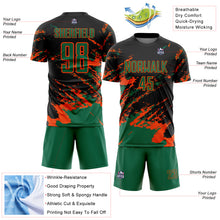 Charger l&#39;image dans la galerie, Custom Black Kelly Green-Orange Abstract Fragment Art Splash Sports Sublimation Soccer Uniform Jersey
