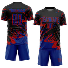 Charger l&#39;image dans la galerie, Custom Black Royal-Red Abstract Fragment Art Splash Sports Sublimation Soccer Uniform Jersey
