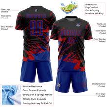 Charger l&#39;image dans la galerie, Custom Black Royal-Red Abstract Fragment Art Splash Sports Sublimation Soccer Uniform Jersey
