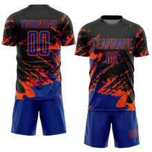 Charger l&#39;image dans la galerie, Custom Black Royal-Orange Abstract Fragment Art Splash Sports Sublimation Soccer Uniform Jersey
