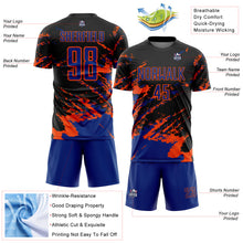 Charger l&#39;image dans la galerie, Custom Black Royal-Orange Abstract Fragment Art Splash Sports Sublimation Soccer Uniform Jersey
