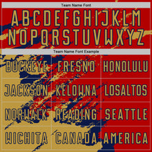 Charger l&#39;image dans la galerie, Custom Red Old Gold-Navy Abstract Fragment Art Splash Sports Sublimation Soccer Uniform Jersey
