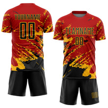Charger l&#39;image dans la galerie, Custom Red Black-Gold Abstract Fragment Art Splash Sports Sublimation Soccer Uniform Jersey
