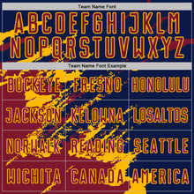 Загрузить изображение в средство просмотра галереи, Custom Navy Crimson-Gold Abstract Fragment Art Splash Sports Sublimation Soccer Uniform Jersey
