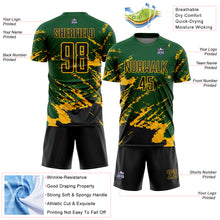 Загрузить изображение в средство просмотра галереи, Custom Green Black-Gold Abstract Fragment Art Splash Sports Sublimation Soccer Uniform Jersey
