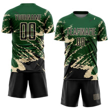 Загрузить изображение в средство просмотра галереи, Custom Green Black-Cream Abstract Fragment Art Splash Sports Sublimation Soccer Uniform Jersey
