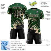 Загрузить изображение в средство просмотра галереи, Custom Green Black-Cream Abstract Fragment Art Splash Sports Sublimation Soccer Uniform Jersey
