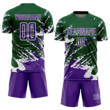 Загрузить изображение в средство просмотра галереи, Custom Green Purple-White Abstract Fragment Art Splash Sports Sublimation Soccer Uniform Jersey
