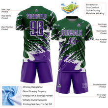 Загрузить изображение в средство просмотра галереи, Custom Green Purple-White Abstract Fragment Art Splash Sports Sublimation Soccer Uniform Jersey

