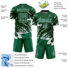 Загрузить изображение в средство просмотра галереи, Custom Green Kelly Green-White Abstract Fragment Art Splash Sports Sublimation Soccer Uniform Jersey
