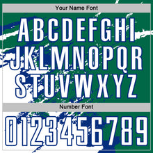 Charger l&#39;image dans la galerie, Custom Kelly Green White-Royal Abstract Fragment Art Splash Sports Sublimation Soccer Uniform Jersey
