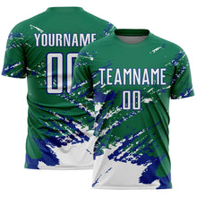 Charger l&#39;image dans la galerie, Custom Kelly Green White-Royal Abstract Fragment Art Splash Sports Sublimation Soccer Uniform Jersey
