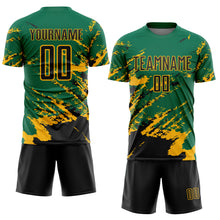 Charger l&#39;image dans la galerie, Custom Kelly Green Black-Gold Abstract Fragment Art Splash Sports Sublimation Soccer Uniform Jersey
