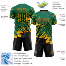 Charger l&#39;image dans la galerie, Custom Kelly Green Black-Gold Abstract Fragment Art Splash Sports Sublimation Soccer Uniform Jersey
