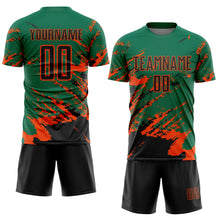 Charger l&#39;image dans la galerie, Custom Kelly Green Black-Orange Abstract Fragment Art Splash Sports Sublimation Soccer Uniform Jersey
