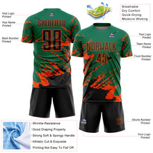 Charger l&#39;image dans la galerie, Custom Kelly Green Black-Orange Abstract Fragment Art Splash Sports Sublimation Soccer Uniform Jersey
