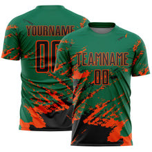 Charger l&#39;image dans la galerie, Custom Kelly Green Black-Orange Abstract Fragment Art Splash Sports Sublimation Soccer Uniform Jersey
