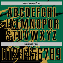 Charger l&#39;image dans la galerie, Custom Kelly Green Black-Old Gold Abstract Fragment Art Splash Sports Sublimation Soccer Uniform Jersey
