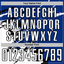 Загрузить изображение в средство просмотра галереи, Custom Royal White-Black Abstract Fragment Art Splash Sports Sublimation Soccer Uniform Jersey
