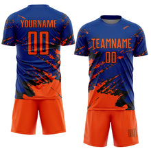 Загрузить изображение в средство просмотра галереи, Custom Royal Orange-Black Abstract Fragment Art Splash Sports Sublimation Soccer Uniform Jersey
