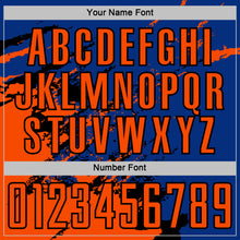 Загрузить изображение в средство просмотра галереи, Custom Royal Orange-Black Abstract Fragment Art Splash Sports Sublimation Soccer Uniform Jersey
