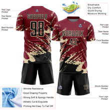 Load image into Gallery viewer, Custom Crimson Black-Cream Abstract Fragment Art Splash Sports Sublimation Soccer Uniform Jersey
