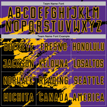 Загрузить изображение в средство просмотра галереи, Custom Purple Black-Gold Abstract Fragment Art Splash Sports Sublimation Soccer Uniform Jersey
