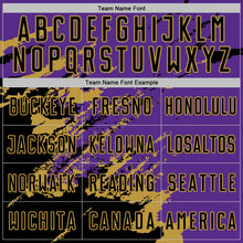 Загрузить изображение в средство просмотра галереи, Custom Purple Black-Old Gold Abstract Fragment Art Splash Sports Sublimation Soccer Uniform Jersey
