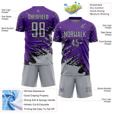 Загрузить изображение в средство просмотра галереи, Custom Purple Gray-Black Abstract Fragment Art Splash Sports Sublimation Soccer Uniform Jersey
