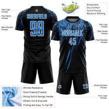 Load image into Gallery viewer, Custom Black Powder Blue-White Splash Sports Sublimation Soccer Uniform Jersey
