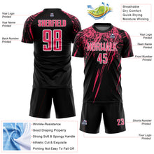 Load image into Gallery viewer, Custom Black Neon Pink-White Splash Sports Sublimation Soccer Uniform Jersey
