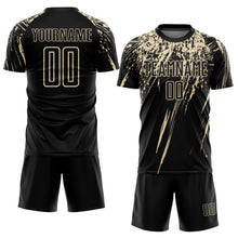 Laden Sie das Bild in den Galerie-Viewer, Custom Black Cream Splash Sports Sublimation Soccer Uniform Jersey
