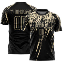 Laden Sie das Bild in den Galerie-Viewer, Custom Black Cream Splash Sports Sublimation Soccer Uniform Jersey
