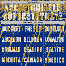 Load image into Gallery viewer, Custom Royal Old Gold-White Splash Sports Sublimation Soccer Uniform Jersey
