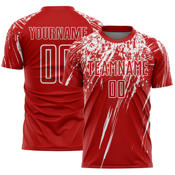 Custom Red White Splash Sports Sublimation Soccer Uniform Jersey