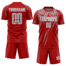 Load image into Gallery viewer, Custom Red Gray-White Splash Sports Sublimation Soccer Uniform Jersey
