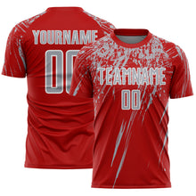 Load image into Gallery viewer, Custom Red Gray-White Splash Sports Sublimation Soccer Uniform Jersey
