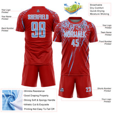 Load image into Gallery viewer, Custom Red Light Blue-White Splash Sports Sublimation Soccer Uniform Jersey
